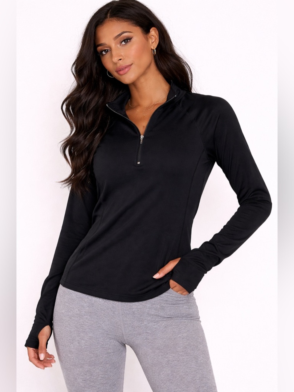 Womenâs Black Old Navy Quarter-Zip Performance Top M Tall